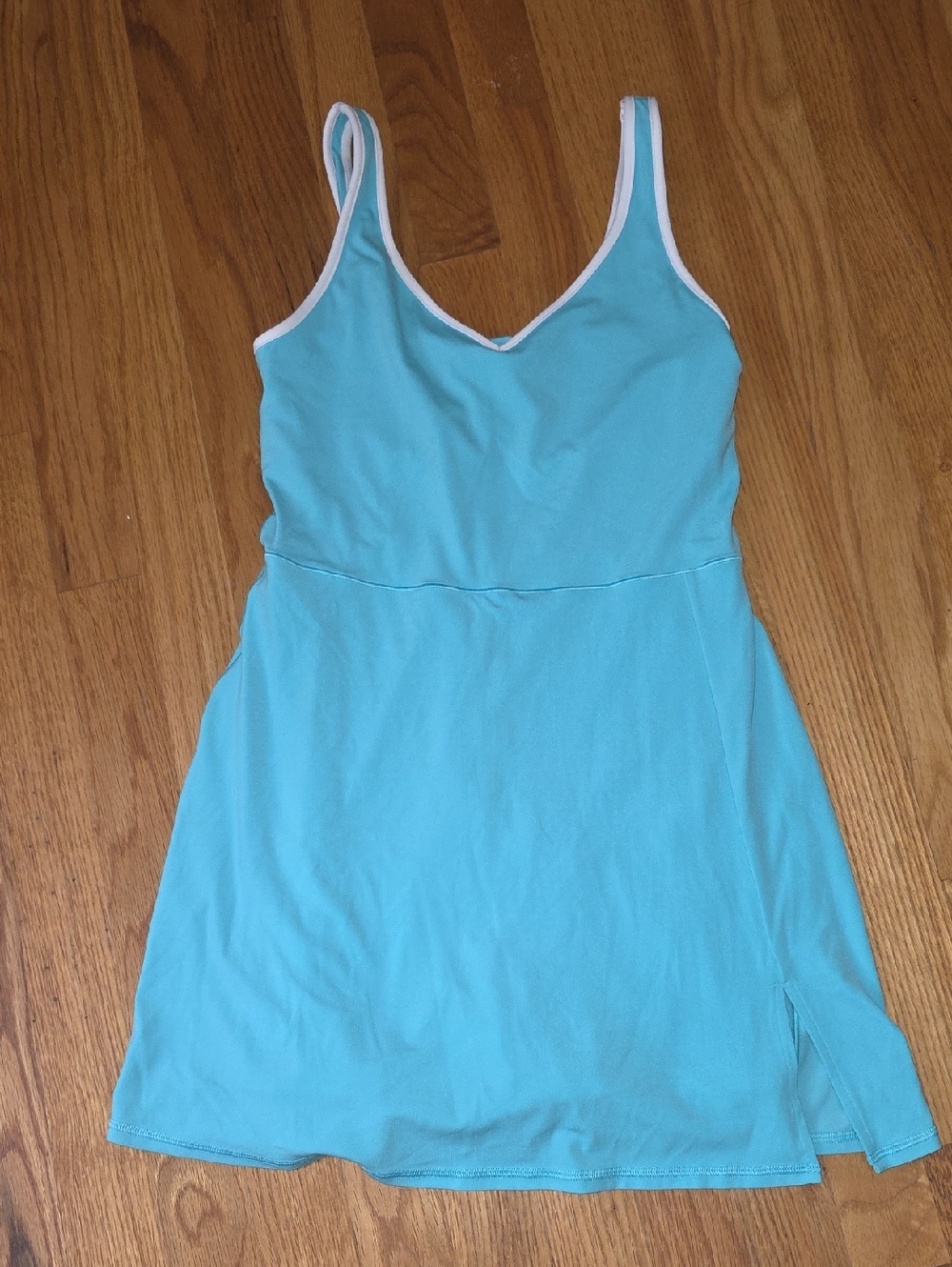 aerie Teal Tank Dress with White Trim